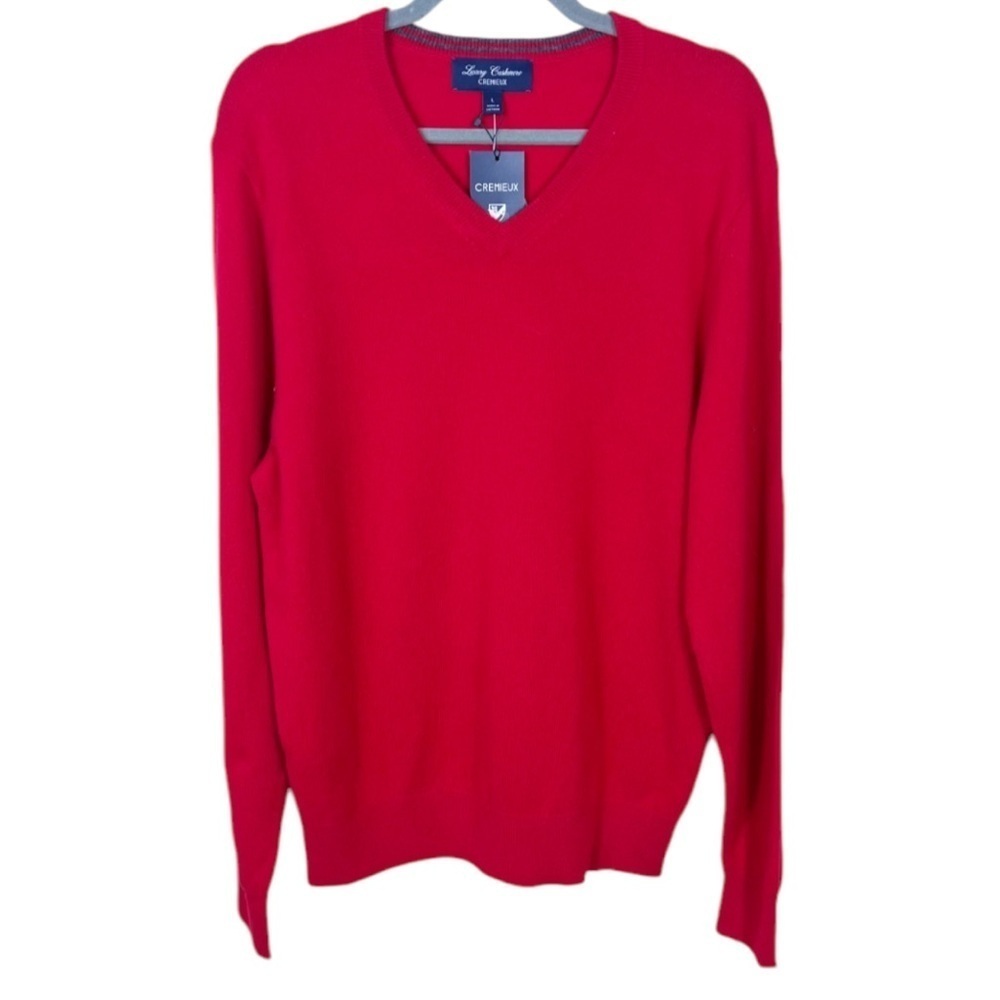 Cremieux Luxury Cashmere Sweater V Neck Preppy Academia Corpcore Red Large